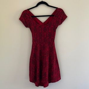 Beautiful Red/Black Pattern flare dress!!